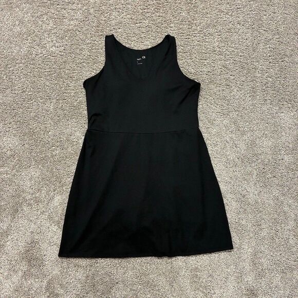 GAP Dresses & Skirts - GapFit L Black V-Neck Sleeveless Active Dress with Shorts Athleisure Sports